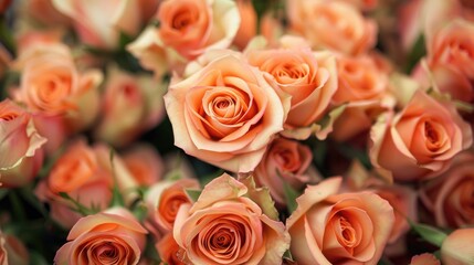 Orange roses in a floral arrangement for a loving gesture backdrop and tactile elements