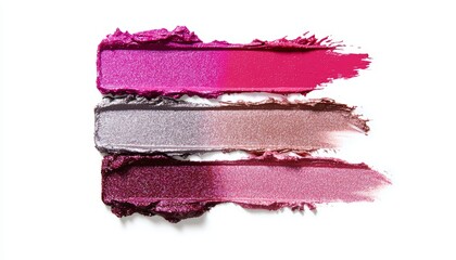 A collection of foiled lipstick swatches in soft metallic pinks, silvers, and bronzes, creating a luxurious, high-gloss finish.