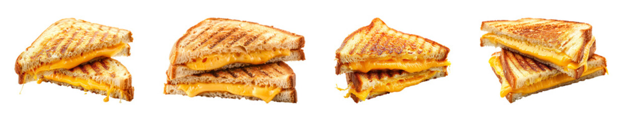 Delicious Grilled Cheese Sandwiches on Transparent Background