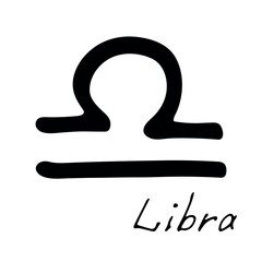 Hand drawn libra zodiac sign Esoteric symbol doodle Astrology clipart Element for design