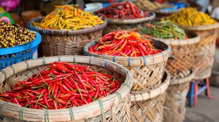 Fototapeta premium Spicy chili at traditional market