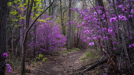 Purple blooms in the woods