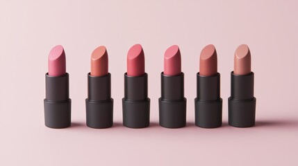 A flat-lay of cool-toned matte lipsticks in mauve and brown shades, with subtle hints of shimmer for a nostalgic 90s vibe.