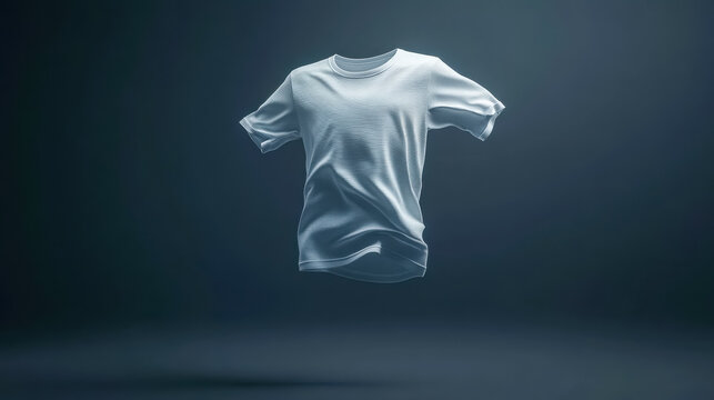 White t shirt floating on dark background