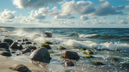 Fototapete Krankenhaus Rocks are present on the seashore enhancing its beauty with soothing ocean sounds  © ArtificialHorizons