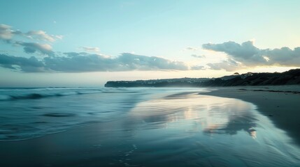 Fototapeta premium Slow shutter capturing the beach in the morning