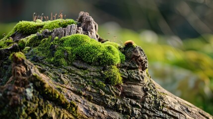 Obraz premium Moss on decaying tree trunk