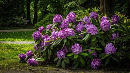 Obraz premium Purple flowered bushes in the park