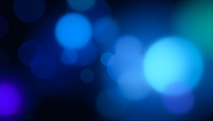 Blurred abstract blue bokeh background with defocused lights and stars for new year or Christmas lights background.
