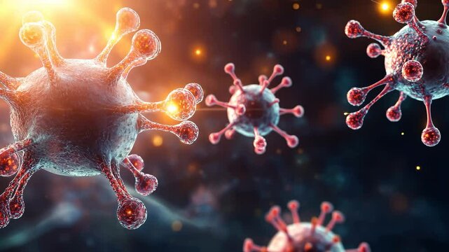 Microscopic View of Virus Particles