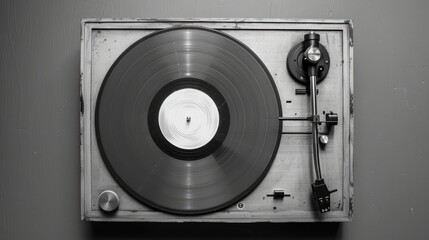 Fototapeta premium Record player and vinyl record with blank space above