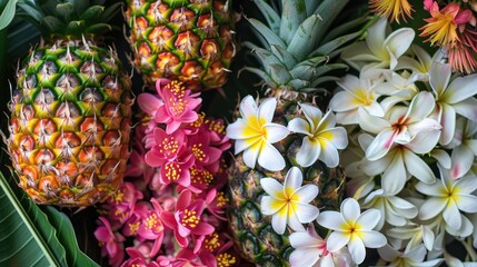 Obraz premium Photographing natural pineapples and flowers