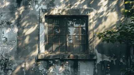 Old house s glass window in rectangular shape