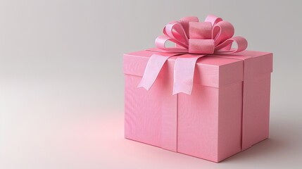 Obraz premium Pink gift box with bow on white background