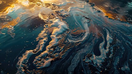 Oil spill Environmental catastrophe from toxic water and industrial pollution