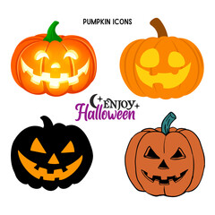 Vector Icons Set of Halloween Pumpkin