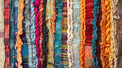 Multicolored cotton rug fragment for backdrop