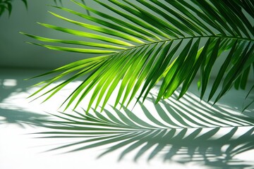 Obraz premium Palm Leaf Casting Shadow on a White Surface
