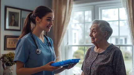 Obraz premium The Nurse Assisting the Elderly