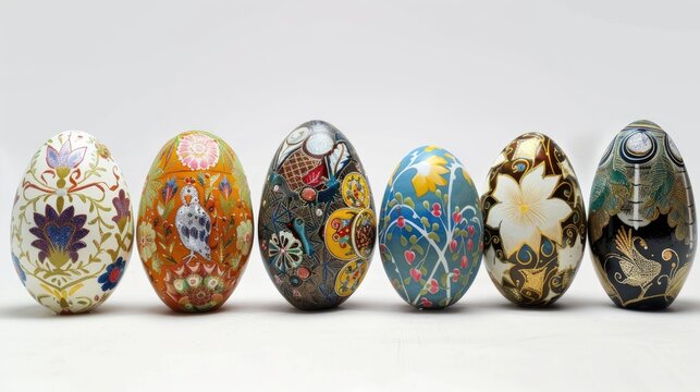 Polish Easter eggs displayed against white backdrop