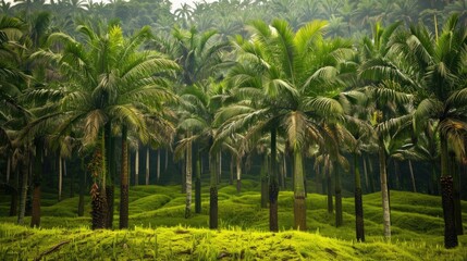 Ideal background image for presentations Oil palm plantation photograph