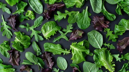 Pattern of Salad Mix Leaves on a Fresh Lettuce Background