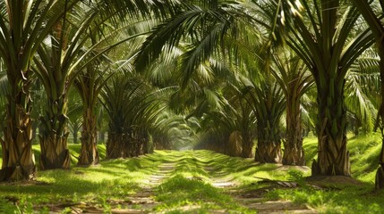Ideal background image for presentations Oil palm plantation photograph