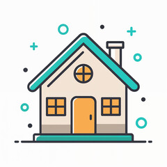 house icon flat - colored transparent - around shape line objects