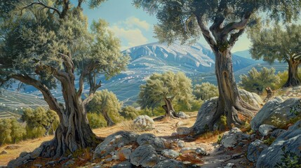 Obraz premium Mountain olive trees