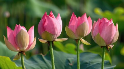 Obraz premium Pink Lotus Buds of Nymphaea lotus