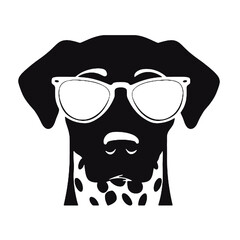 Dalmatian Silhouette with Sunglasses Vector Transparent Background