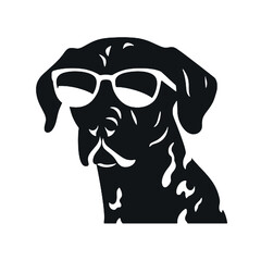 Dalmatian Wearing Sunglasses Silhouette Vector Illustration