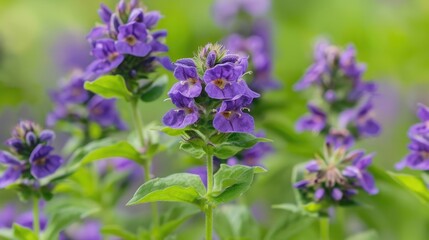 Prunella vulgaris a beneficial plant in alternative medicine and beauty care growing with purple flowers in the summer garden
