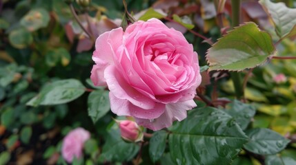 Pink rose passed away in the garden