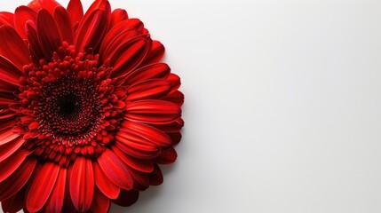 Red gerbera flower half isolated on white background horizontal