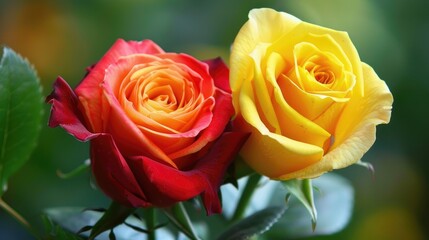 Fototapeta premium Red and yellow rose wallpaper for a fresh look
