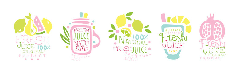 Fresh Juice Original Design Logo and Labels Vector Set