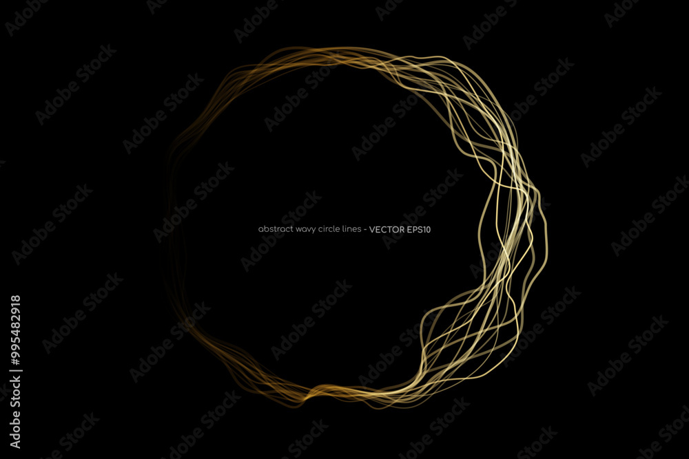 Aufkleber abstract circle lines wavy frame gold gradient isolated on black background. vector in concept luxur