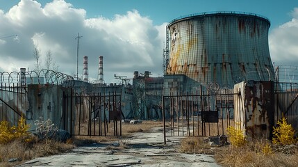The entrance gate to a nuclear power facility