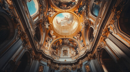 Naklejka premium Florence, italy, october interiors and architectural details of the medici chapel. Renaissance Italy