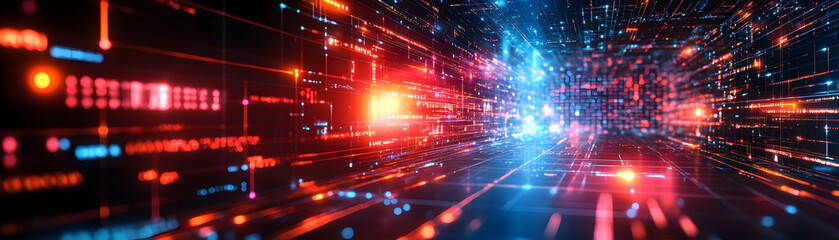 Transformative Abstract Glowing Cyber Monday Offer: Digital Glow Concept with Floating Tech Elements for Stunning Ecommerce Promotions