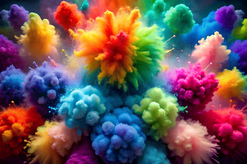 Fototapeta premium LGBT Concept, Abstract explosion of pride rainbow, Colored fantasy puffs of fog