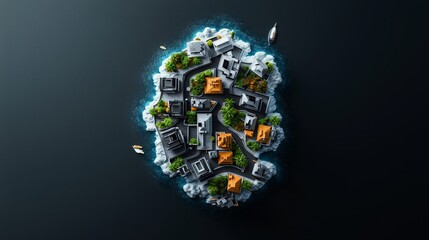 Island City with Seawalls