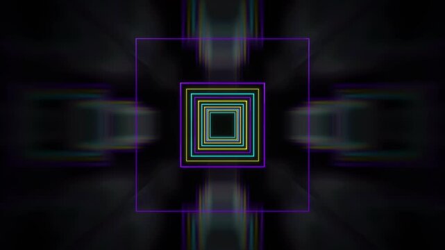 square Sci Fi neon color light camera zoom in for logo technology 3D animation HUD