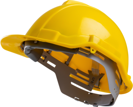 Yellow safety construction helmet isolated on white background