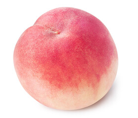 Hakuho pink Peach on white background, Peach premium fruit isolate on white with clipping path.