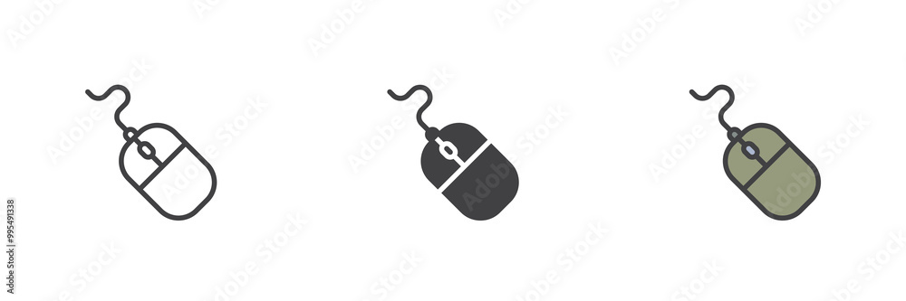 Poster Computer mouse different style icon set