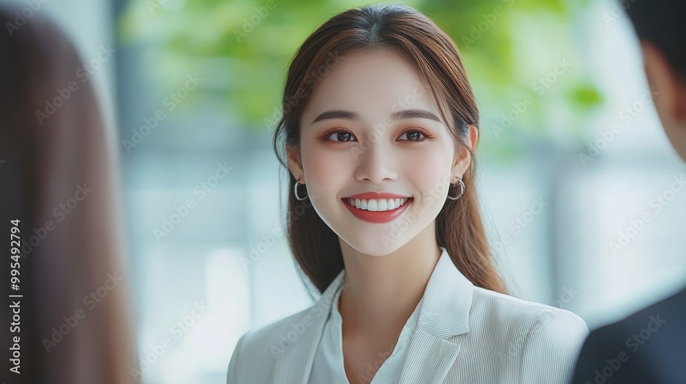 Wall mural Confident Businesswoman with Bright Smile in Modern Office