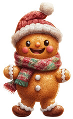 Gingerbread man and snowman with honey-glazed ginger and cinnamon, delicious sweets illustration for Christmas, New Year, special days with family