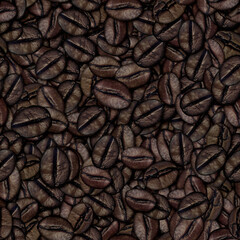 Seamless texture roasted coffee beans piled filled flat